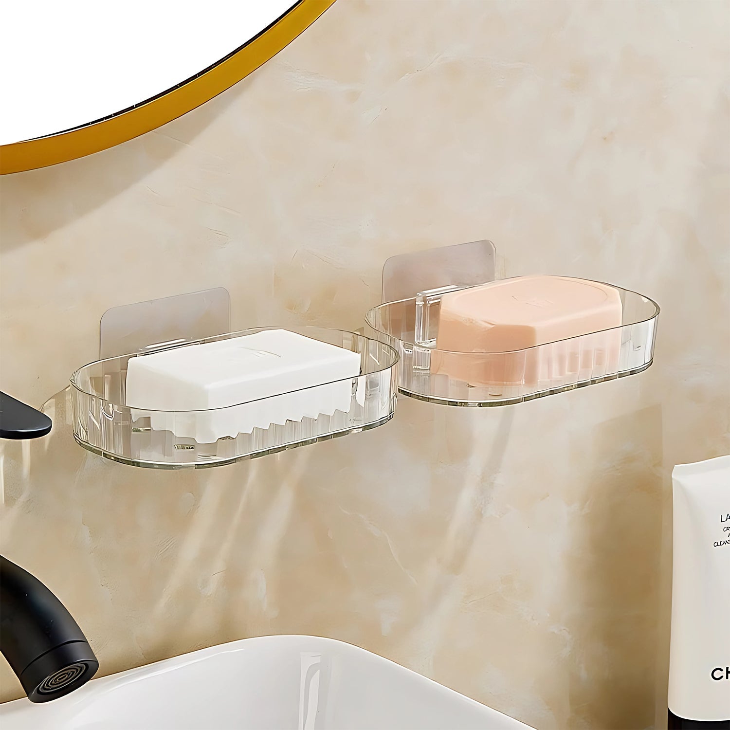 Transparent Plastic Soap Case with Wall Mount Adhesive Pad Transparent Plastic Soap Case with Wall Mount Adhesive Pad